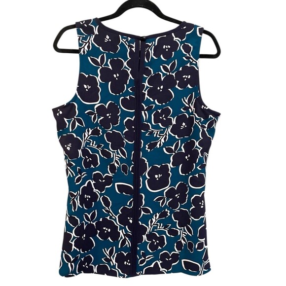 CAbi #3087 Size M  Warhol Teal & Purple Floral Sleeveless Blouse Top EUC - Picture 3 of 5